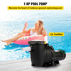 Swimming Pool Pump, 1HP 110V 5544GPH Powerful Self-priming Up to 36ft Head Lift, for In/Above Ground Pool Water Circulation, w/ Strainer Basket and 2pcs 1-1/2'' NPT Connectors, UL Certified