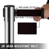 6pcs Queue Posts W/ Black Retractable Belt Stainless Steel Restaurants Outdoor