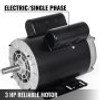 New 2.2 KW 3 HP Air Compressor Electric Motor Single Phase 56 Frame 3450 RPM