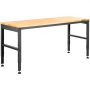 Workbench Adjustable Height, 48" L X 20" W X 38.1" H Garage Table w/ 28.3" - 38.1" Heights & 2000 LBS Load Capacity, with Power Outlets & Hardwood Top & Metal Frame & Foot Pads, for Office Home