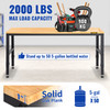 Workbench Adjustable Height, 48" L X 20" W X 38.1" H Garage Table w/ 28.3" - 38.1" Heights & 2000 LBS Load Capacity, with Power Outlets & Hardwood Top & Metal Frame & Foot Pads, for Office Home