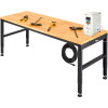 Workbench Adjustable Height, 53" L X 18" W X 38.3" H Garage Table w/ 28.5" - 38.3" Heights & 2000 LBS Load Capacity, with Power Outlets & Hardwood