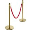 Velvet Ropes and Posts, 5 ft/1.5 m Red Rope, Stainless Steel Gold Stanchion with Ball Top, Red Crowd Control Barrier Used for Theaters, Party, Wedding, Exhibition, Ticket Offices 4 packSets