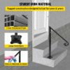 Handrail Fits 1 or 2 Steps,Handrails Real Iron Metal Material,Real Wrought Iron Handrails & Stainless Steel Post Mounts, with Installation Kit Hand Rails for Outdoor Steps-Matte Black