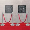 4PCS Stainless Steel Stanchion Posts Queue, Red Velvet Ropes Silver, 38In Rope Barriers Queue Line Crowd Control Barriers for Party Supplies