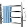 Heated Towel Rack, 4 Bars Curved Design, Mirror Polished Stainless Steel Electric Towel Warmer with Built-in Timer, Wall-Mounted for Bathroom, Plug-in/Hardwired, UL Certificated, Silver