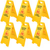 6 Pack Caution Wet Floor Signs 25" Double Sided Caution Sign Bilingual Wet Floor Sign Fold-Out Wet Floor Signs for Wet Floors