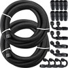 8AN Fuel Line, 20 Pcs 8AN Fuel Hose Kit, 32.8Ft BK Nylon Stainless Steel Braided Oil Line Hose, NBR CPE Synthetic Rubber AN8 Gas Line, 8AN Universal Fitting Adapter Set with Aluminum Hose End