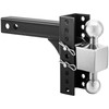 Adjustable Trailer Hitch, 6" Rise & Drop Hitch Ball Mount 2.5" Receiver Solid Tube 22,000 LBS Rating, 2 and 2-5/16 Inch Stainless Steel Balls w/ Key