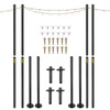 String Light Poles, 4 Pack 10.6 FT, Outdoor Powder Coated Steel Lamp Post with Hooks to Hang Lantern and Flags, Universal Mounting Options to Decorate Garden, Patio, and Deck for Party, Black