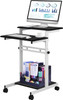Mobile Standing Desk, Rolling Laptop Desk w/ Three Shelves, 34-47in Adjustable Height with Four 360Ã¸ Rotation Wheels for Home, Office