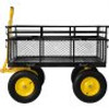 Steel Garden Cart, Heavy Duty 1400 lbs Capacity, with Removable Mesh Sides to Convert into Flatbed, Utility Metal Wagon with 2-in-1 Handle and 15 in Tires, Perfect for Garden, Farm, Yard