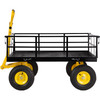Steel Garden Cart, Heavy Duty 1200 lbs Capacity, with Removable Mesh Sides to Convert into Flatbed, Utility Metal Wagon with 2-in-1 Handle and 13 in Tires, Perfect for Garden, Farm, Yard