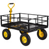 Steel Garden Cart, Heavy Duty 1200 lbs Capacity, with Removable Mesh Sides to Convert into Flatbed, Utility Metal Wagon with 2-in-1 Handle and 13 in Tires, Perfect for Garden, Farm, Yard