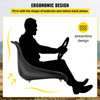 Universal Tractor Seat, Industrial High Back, Black PVC Lawn and Garden Mower Seat Replacement, Two Drain Holes Steel Frame Compact Forklift Seat, Compatible with Forklift, Excavator, Mower