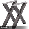 Set of 2 Steel Table Legs, 28''Height 24''Wide Dining Table Legs, Heavy Duty 3.1" Square Box Section X Frame Table Legs, 28x24x3.1 Inch Original Color Industrial Country Style Metal Dining Legs