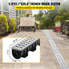 Trench Drain System, Channel Drain with Metal Grate, 5.9x5.1-Inch HDPE Drainage Trench, Black Plastic Garage Floor Drain, 3x39 Trench Drain Grate, with 3 End Caps, for Garden, Driveway-3 Pack