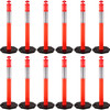 12Pack Traffic Delineator Posts 44 Inch Height, Channelizer Cones Post Kit 10 inch Reflective Band, Delineators Post with Rubber Base 16 inch for Construction Sites, Facility Management etc.