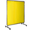 Welding Screen with Frame 6' x 6', Welding Curtain with 4 Wheels, Welding Protection Screen Yellow Flame-Resistant Vinyl, Portable Light-Proof