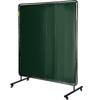 Welding Screen with Frame 6' x 6', Welding Curtain with 4 Wheels, Welding Protection Screen Green Flame-Resistant Vinyl, Portable Light-Proof Professional