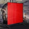 Welding Screen with Frame 6' x 6', Welding Curtain with 4 Wheels, Welding Protection Screen Red Flame-Resistant Vinyl, Portable Light-Proof Professional