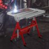 Welding Table, 30" x 20", Steel Industrial Workbench w/ 400lbs Load Capacity, Adjustable Angle & Height, Casters, Retractable Guide Rails, Three 1.6" Slots Folding Work Bench