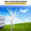 Wind Turbine Generator, 12V/AC Wind Turbine Kit, 400W Wind Power Generator with MPPT Controller 5 Blades Auto Adjust Windward Direction Suitable for Terrace, Marine, Motor Home, Chalet, Boat