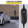 Level 2 EV Charger, 16 Amp 110V-240V 3.84 kW, Portable Electric Vehicle Charger with 25 ft Charging Cable NEMA 6-20 Plug, SAE J1772 Standard Plug-in Home EV Charging Station for Electric Cars