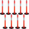 9Pack Traffic Delineator Posts 44 Inch Height, PE Delineator Cones Post Kit 10 inch Reflective Band, Delineators Post with Rubber Base 16 inch for Construction Sites, Facility Management etc.