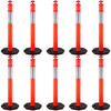 10Pack Traffic Delineator Posts 44 Inch Height, PE Channelizer Cones Post Kit 10 inch Reflective Band, Delineators Post with Rubber Base 16 inch for Construction Sites, Facility Management etc.