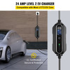 Level 2 EV Charger, 24 Amp 110-240V, Portable Electric Vehicle Charger with 25 ft J1772 Charging Cable NEMA 10-30 Plug, 10/16/20/24A Adjustable Plug-in Home EV Charging Station for Electric Cars