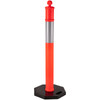 6Pack Traffic Delineator Posts 44 Inch Height, PE Delineator Cones Post Kit 10 inch Reflective Band, Delineators Post with Rubber Base 16 inch for