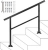Handrail Outdoor Stairs 47.6 X 35.2 Inch Outdoor Handrail Outdoor Stair Railing Adjustable from 0 to 30 Degrees Handrail for Stairs Outdoor Aluminum Black Stair Railing Fit 3-4 Steps