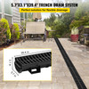 Trench Drain System, Channel Drain with Plastic Grate, 5.7x3.1-Inch HDPE Drainage Trench, Black Plastic Garage Floor Drain, 5x39 Trench Drain Grate, with 5 End Caps, for Garden, Driveway-5 Pack