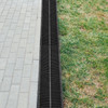 Trench Drain System, Channel Drain with Plastic Grate, 5.7x3.1-Inch HDPE Drainage Trench, Black Plastic Garage Floor Drain, 5x39 Trench Drain Grate, with 5 End Caps, for Garden, Driveway-5 Pack