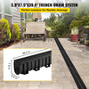 Trench Drain System, Channel Drain with Plastic Grate, 5.9x7.5-Inch HDPE Drainage Trench, Black Plastic Garage Floor Drain, 5x39 Trench Drain Grate, with 5 End Caps, for Garden, Driveway-5 Pack