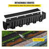 Trench Drain System, Channel Drain with Plastic Grate, 5.9x7.5-Inch HDPE Drainage Trench, Black Plastic Garage Floor Drain, 4x39 Trench Drain Grate, with 4 End Caps, for Garden, Driveway-4 Pack