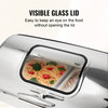 Rectangle Roll Top Chafing Dish with 9Qt Pan Visual Glass Lid Fuel Holder