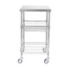 3-Tier Utility Cart Rolling Cart on Wheels 24"x20"x36.6" 470 LBS 6 Hooks