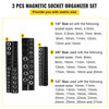 Magnetic Socket Organizer Socket Holder 3 pcs 1/2, 3/8, 1/4-in Metric Black