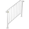 Fit 3 or 4 Steps Outdoor Stair Railing, Handrails for Outdoor Steps, Picket#3 Wrought Iron Handrail, Flexible Porch Railing, White Transitional Handrails for Concrete Steps or Wooden Stairs