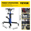 Transmission Jack,1/2Ton/1100lbs Capacity Hydraulic Telescopic Transmission Jack, 2-Stage Floor Jack Stand with Foot Pedal, 360° Swivel Wheel, Garage/Shop Lift Hoist, Blue