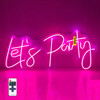 Let's Party Neon Sign, 23"X10" Neon Sign for Wall Decor, Adjustable Brightness Pink Neon Light Sign with Remote Control and Power Adapter, for Party/Wedding Celebration/Home Decoration