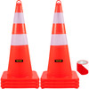 Safety Cones, 6 x 28" Traffic Cones, PVC Orange Construction Cones, 2 Reflective Collars Traffic Cones with Weighted Base and Hand-Held Ring Used for Traffic Control, Driveway Road Parking