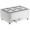 3-Pan Commercial Food Warmer, 3 x 8QT Electric Steam Table, 1500W Professional Countertop Stainless Steel Buffet Bain Marie with 86-185°F Temp Control for Catering and Restaurants, Silver