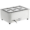 3-Pan Commercial Food Warmer, 3 x 8QT Electric Steam Table, 1500W Professional Countertop Stainless Steel Buffet Bain Marie with 86-185Â°F Temp Control for Catering and Restaurants, Silver