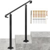 VEVOR Handrails for Outdoor Steps, Fit 1-3 Steps Wrought Iron Handrail, Outdoor Stair Railing, Adjustable Front Porch Hand Rail, Black Transitional Hand railings for Concrete Steps or Wooden Stairs
