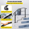 VEVOR Handrails for Outdoor Steps, Fit 1 or 2 Steps Outdoor Stair Railing, Arch#1 Wrought Iron Handrail, Flexible Porch Railing, Black Transitional Handrails for Concrete Steps or Wooden Stairs