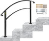 VEVOR Handrails for Outdoor Steps, Fit 1 or 2 Steps Outdoor Stair Railing, Arch#1 Wrought Iron Handrail, Flexible Porch Railing, Black Transitional Handrails for Concrete Steps or Wooden Stairs