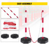 Plastic Stanchion, 4pcs Chain Stanchion, Plastic Stanchion Kit w/ 32ft Chain 8 S-Hooks, PE Plastic White Stanchion for Warning/Crowd Control at Parking Lot, Construction Lot, Driveway Elevator